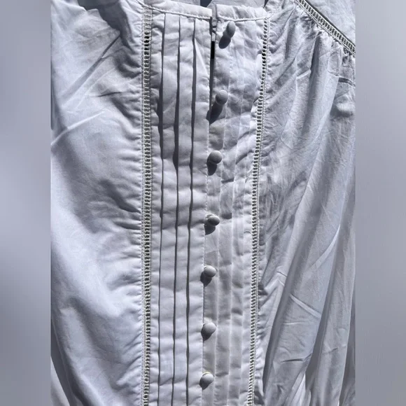 🆕ba&sh Cotton White Mini Dress Smocked Ruffle Hem Summer Casual Boho Chic Size S - Picture 11 of 17